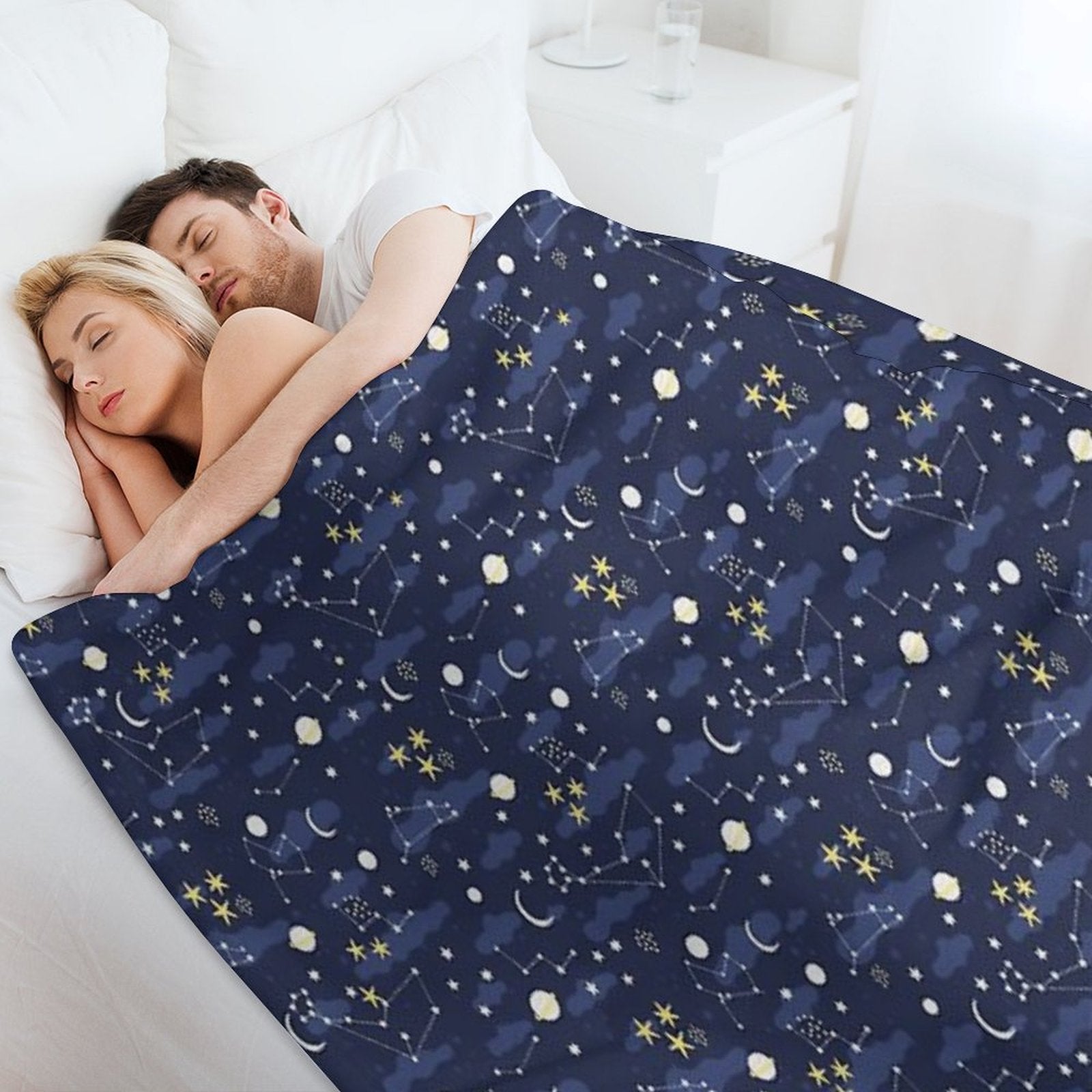 Galaxy - Cosmos, Moon And Stars. Astronomy Pattern. Cute Cartoon Universe Design. Multi-functional Throw Blanket