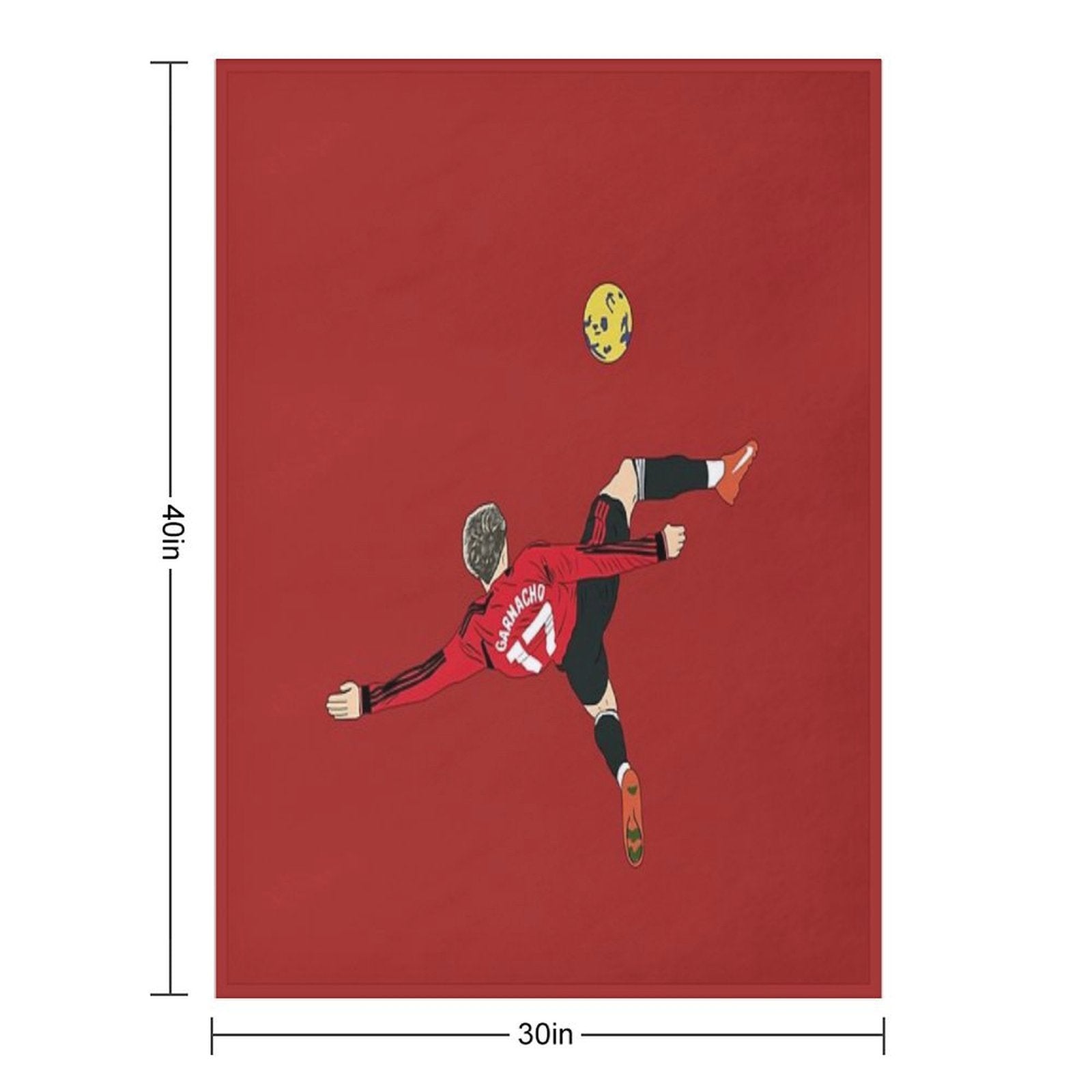 Alejandro Garnacho Bicycle Kick Overhead Goal Premium Throw Blanket