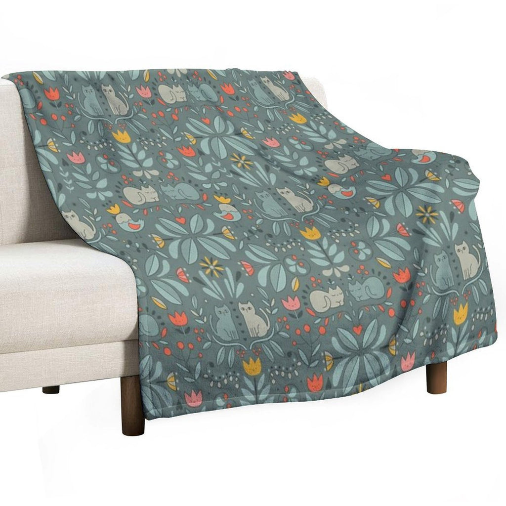 Swedish Folk Cats Wrinkle-free Throw Blanket