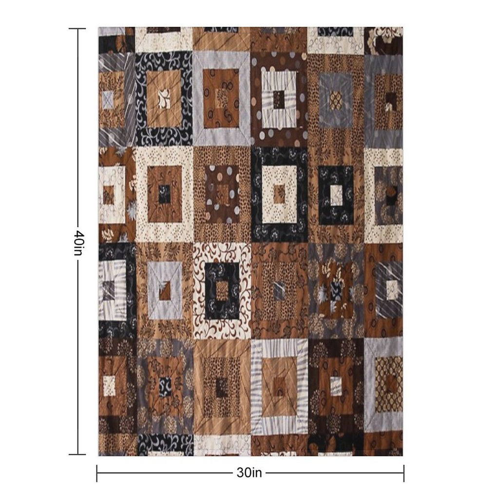 Classic Retro Brown Quilted Patchwork Quilting Pattern Mosaic Motif Multi-functional Throw Blanket