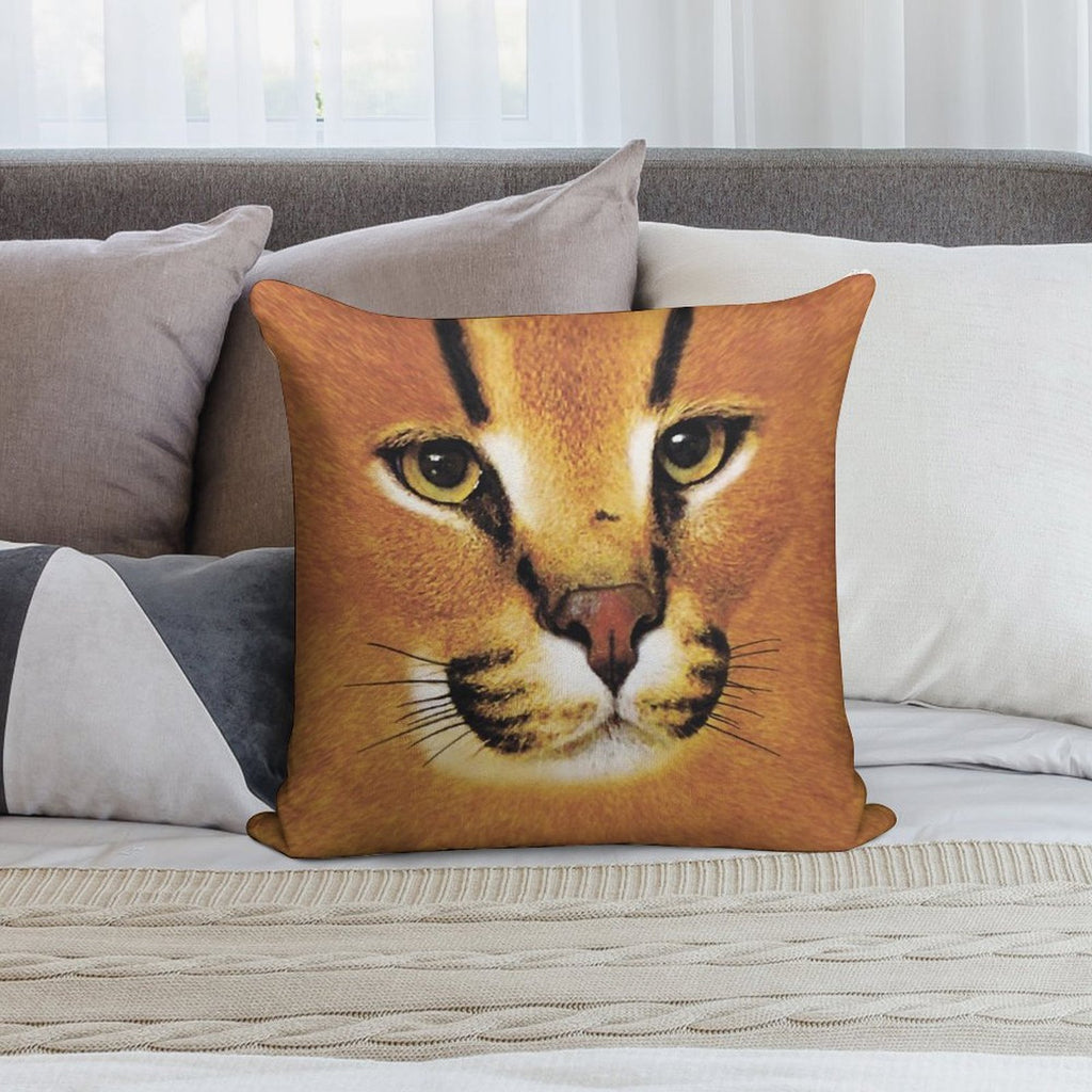 Big Floppa Face Soft Reinforced Edging Throw Pillow