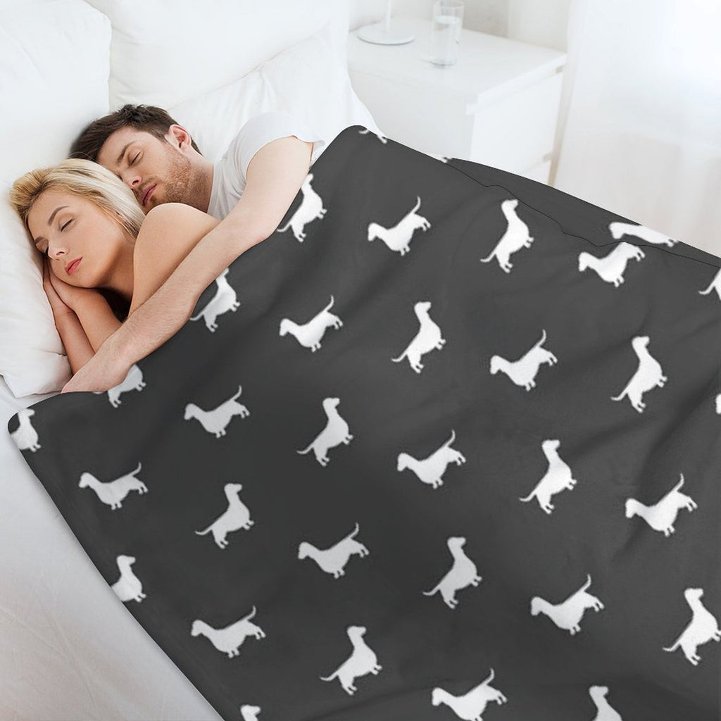 Dachshund Silhouette(s)  Wiener Dog  Smooth Coated Doxie Wrinkle-free Throw Blanket