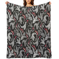 Dragon Fire Dark Grey And Black Comfort Throw Blanket