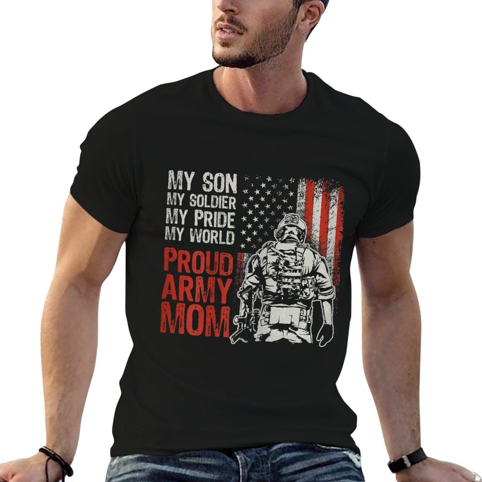 My Son My Soldier Hero Proud Army Mom US Military Mother  Trendy Pattern T-Shirt