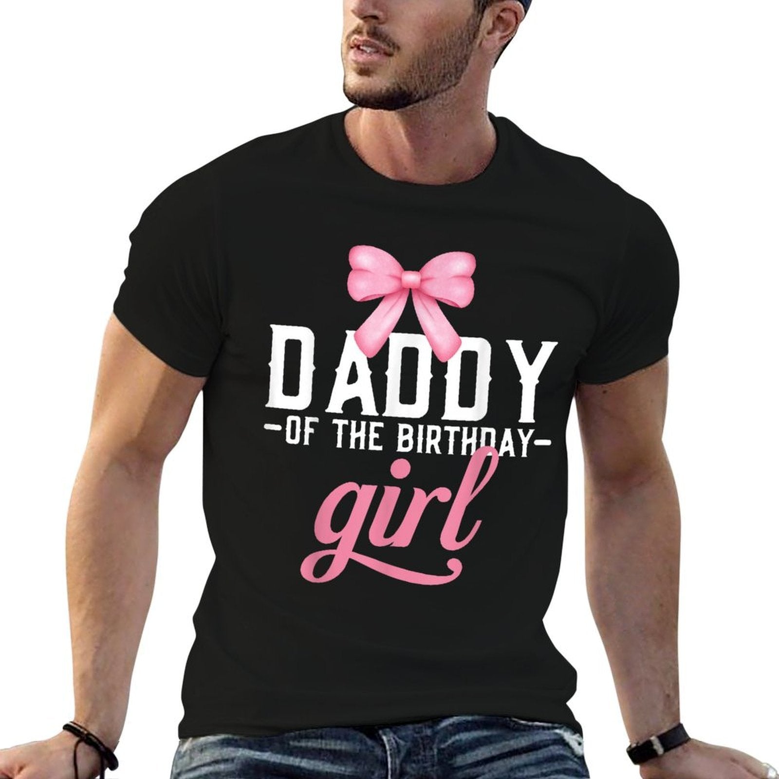 Daddy Pink Bow Birthday Girl Daddy Of The Birthday Pink Girl  Easy-care T-Shirt