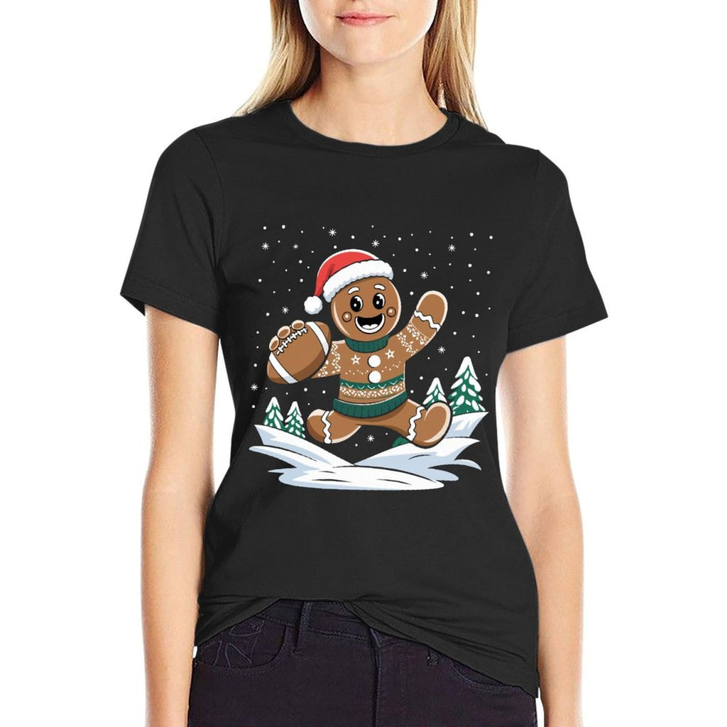 Gingerbread Man Football Ugly Christmas Pajamas Costume  Relaxed-fit T-Shirt