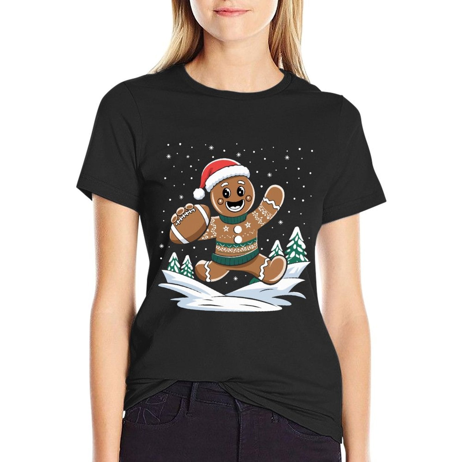 Gingerbread Man Football Ugly Christmas Pajamas Costume  Relaxed-fit T-Shirt