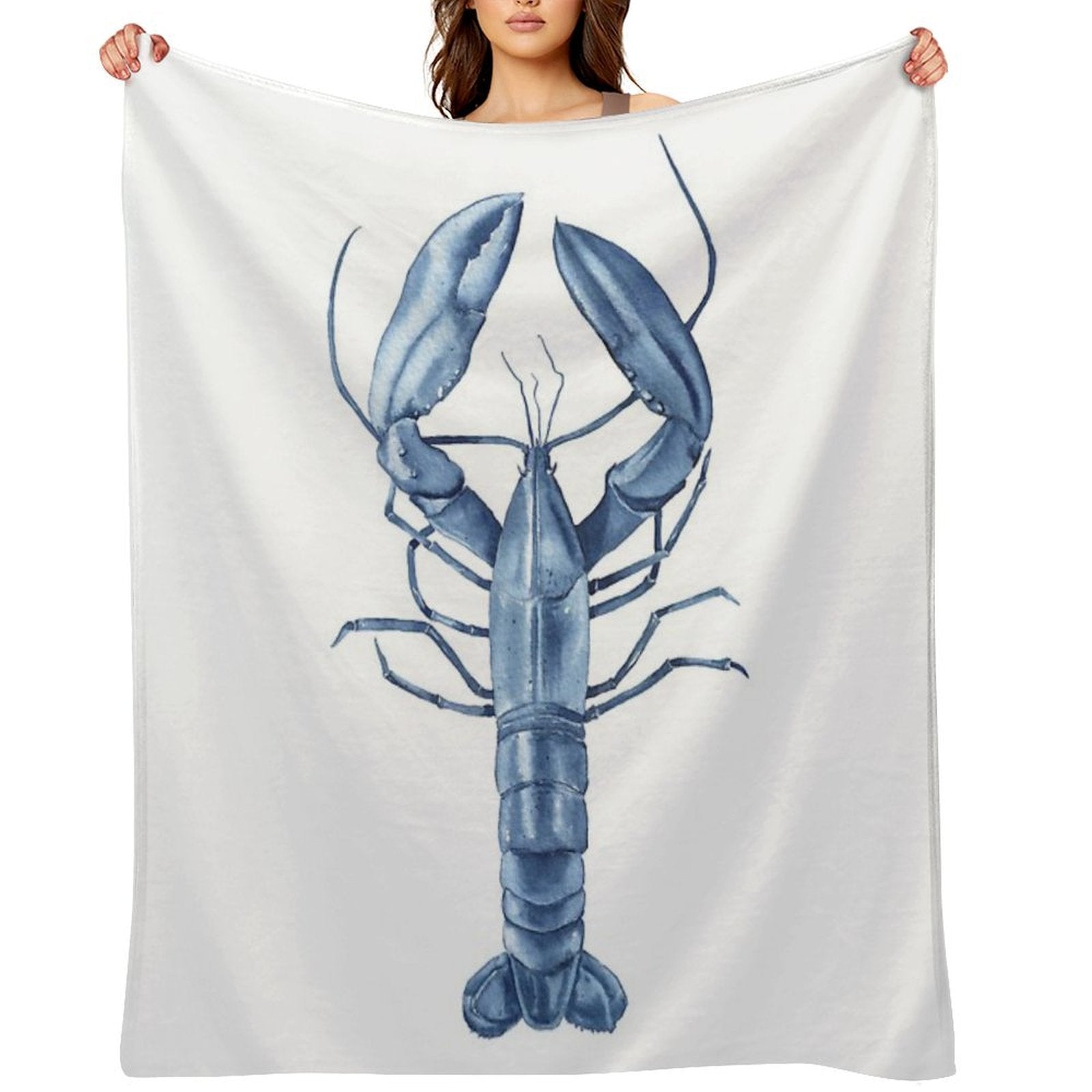 Blue Watercolor Lobster Eco-conscious Throw Blanket
