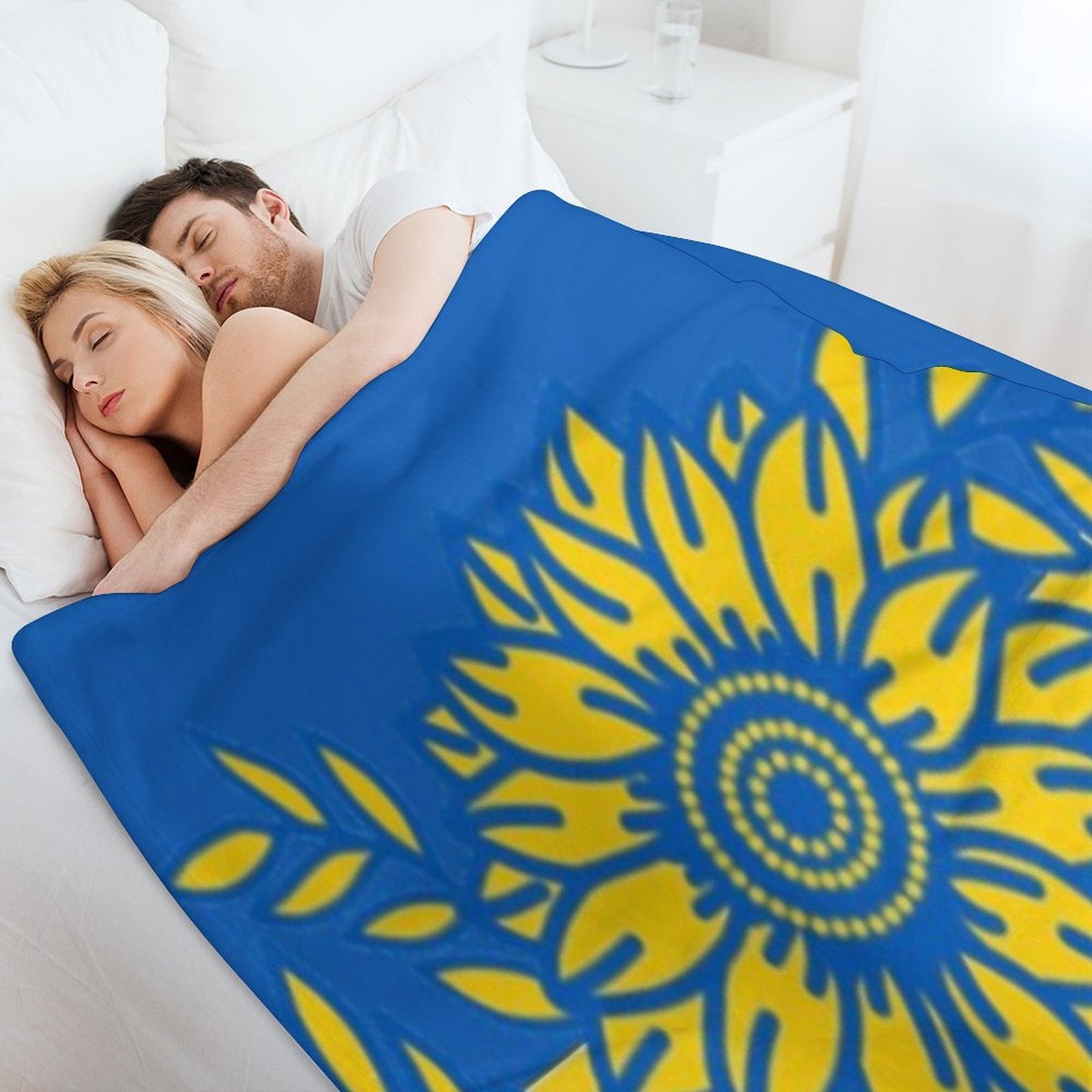 Ukraine Sunflower And Olive Branch Flag Plush Throw Blanket