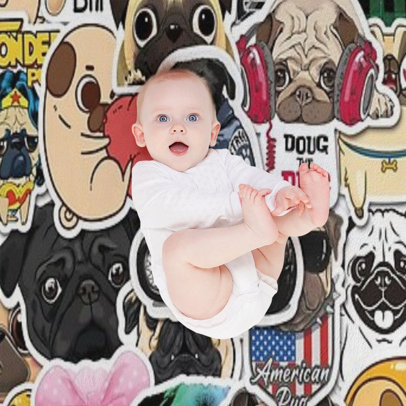 I Love French Bulldogs, Collage 2. Machine-washable Throw Blanket