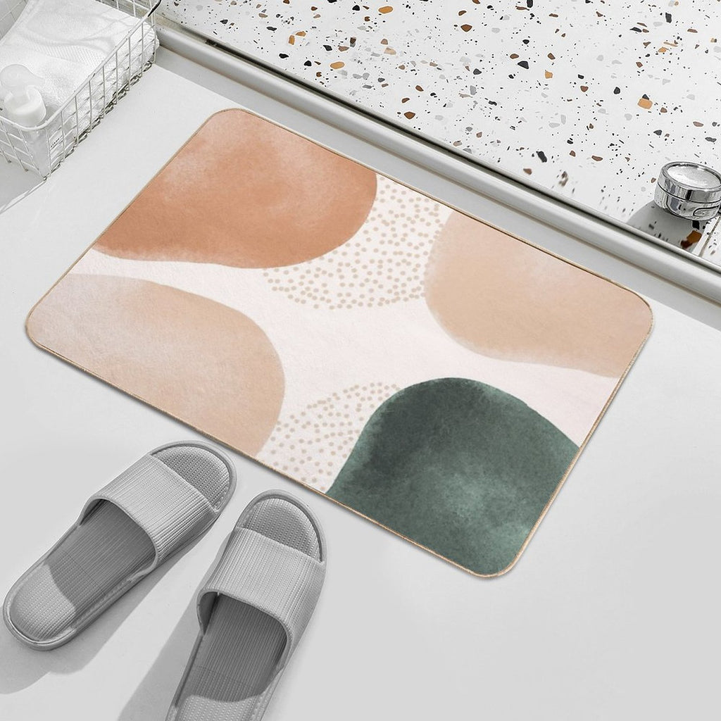 Boho Abstract Neutral Watercolor Geometric Shapes  High-Traffic Bath Mat
