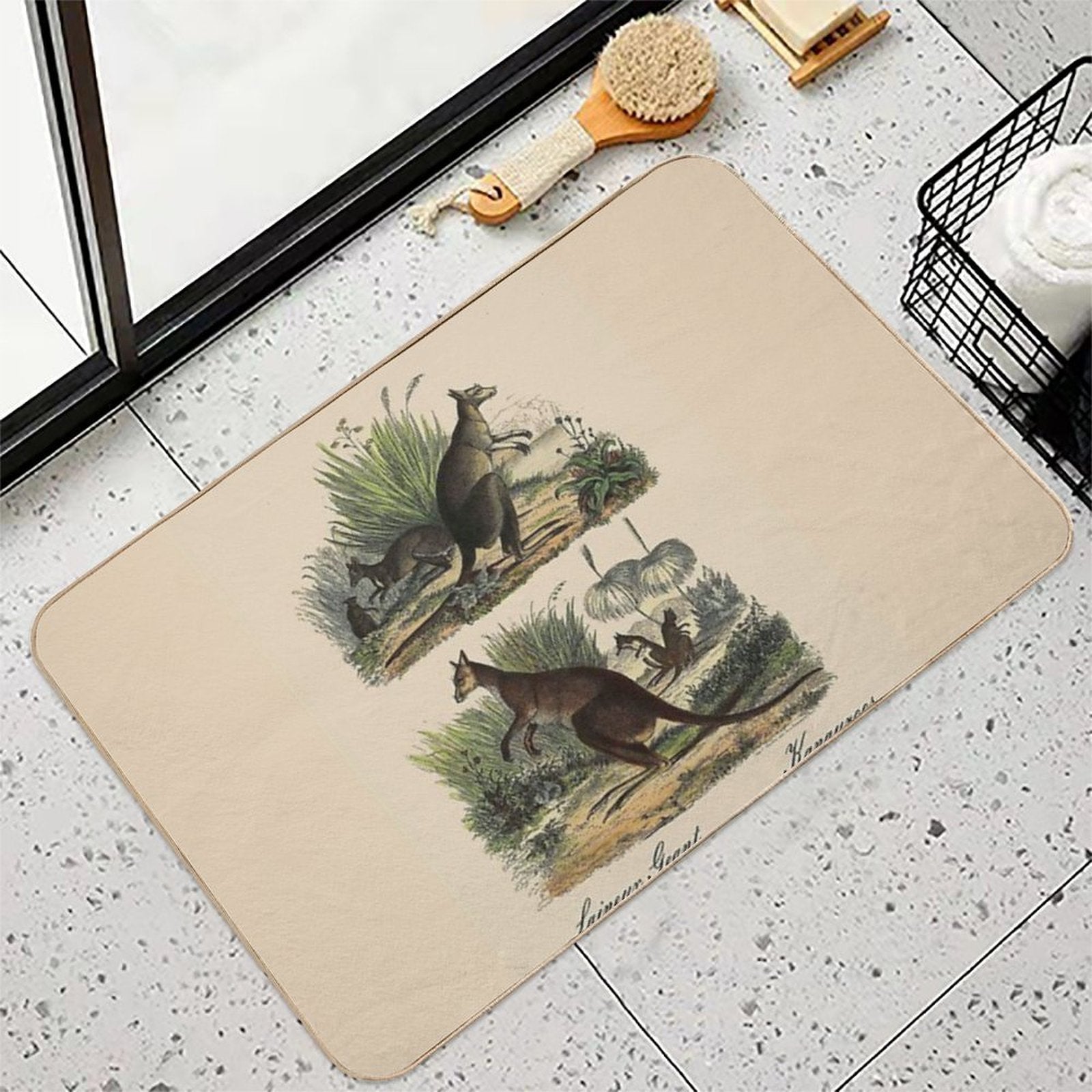 KANGAROO  Vintage 1854 Comte Print  Easy Maintenance Bath Mat