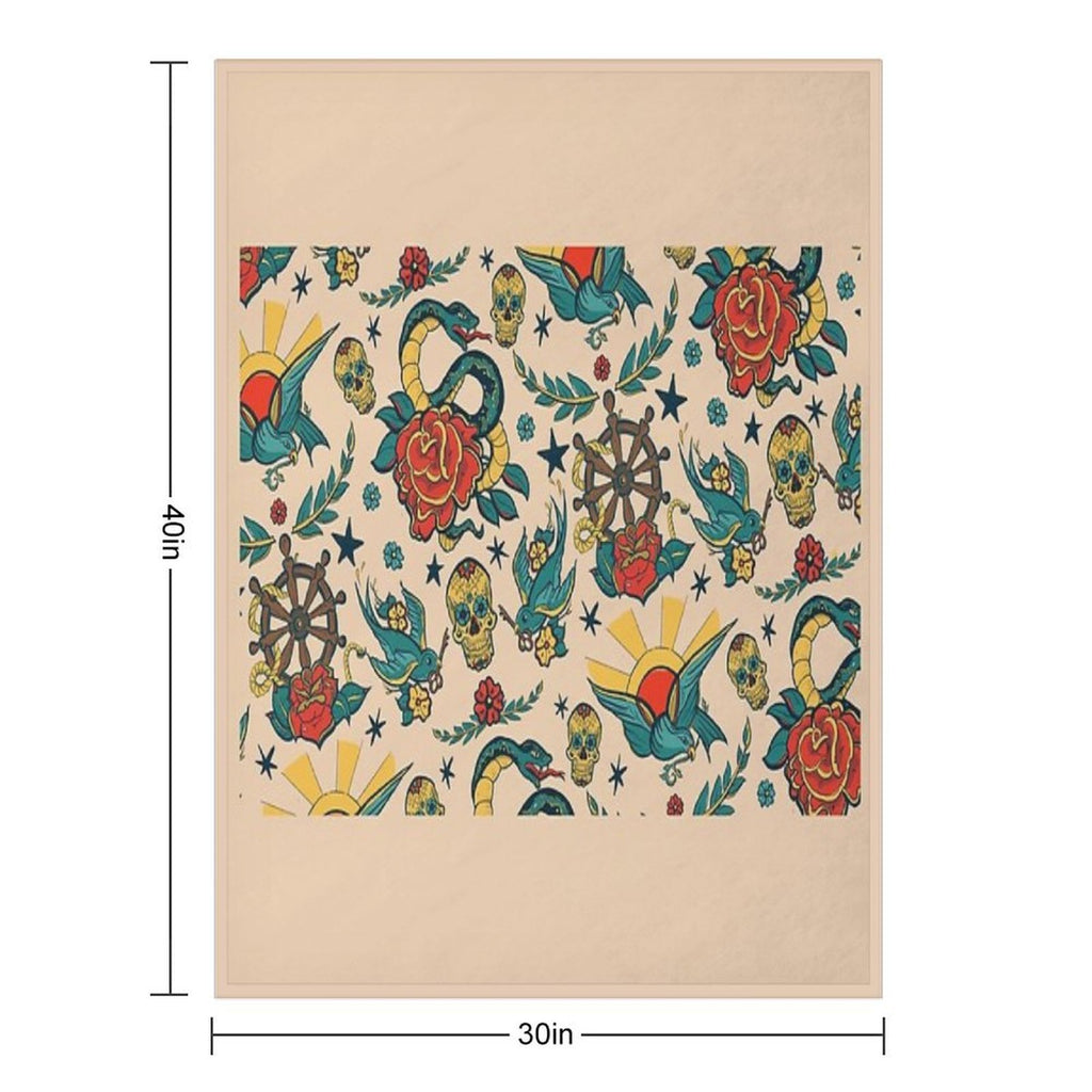 Punk Tattoo Pattern Design And Illustration Lightweight Throw Blanket