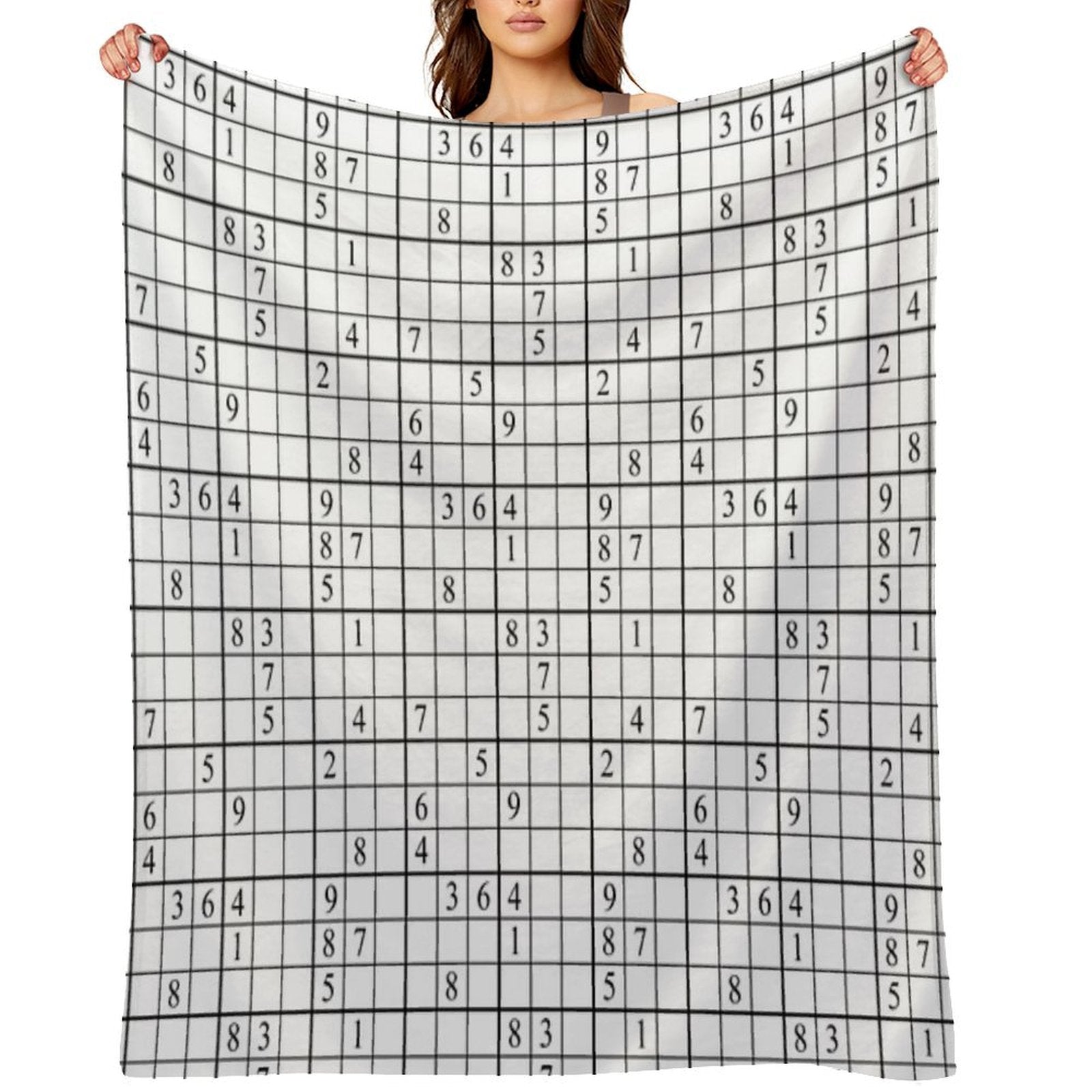Sudoku (white) Sustainable Throw Blanket