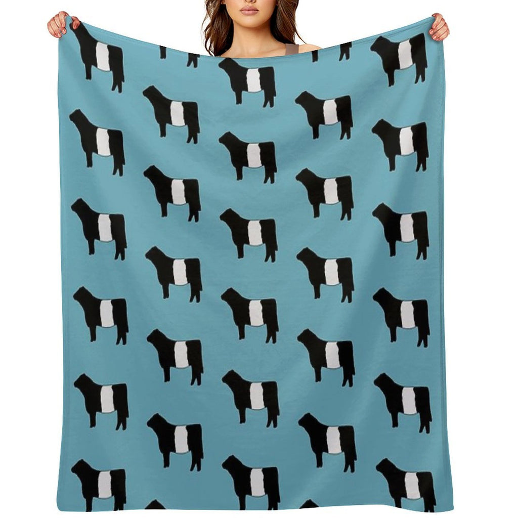 Belted Galloway Cow Plush Throw Blanket