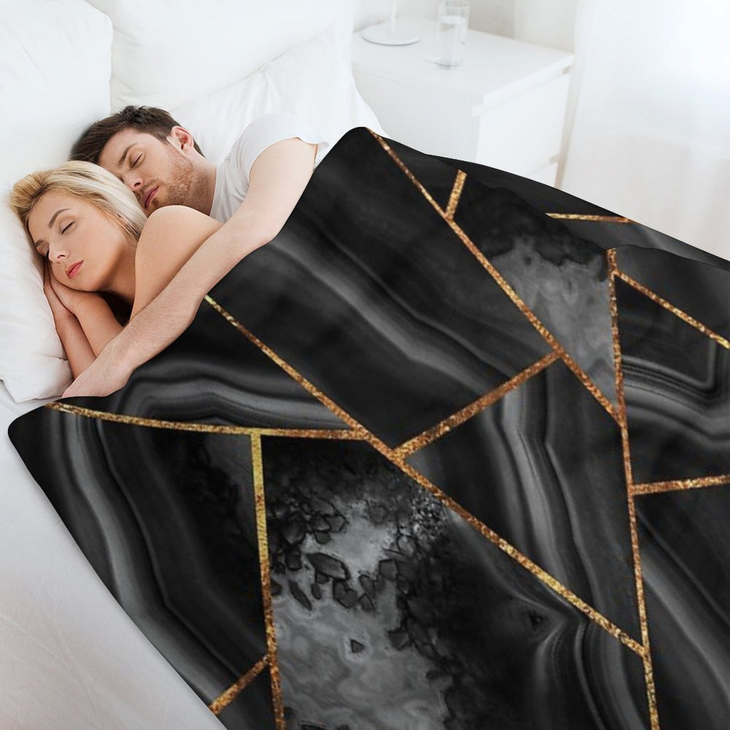 Black Night Agate Gold Geometric Glam #2 #geo #decor #art Comfort Throw Blanket