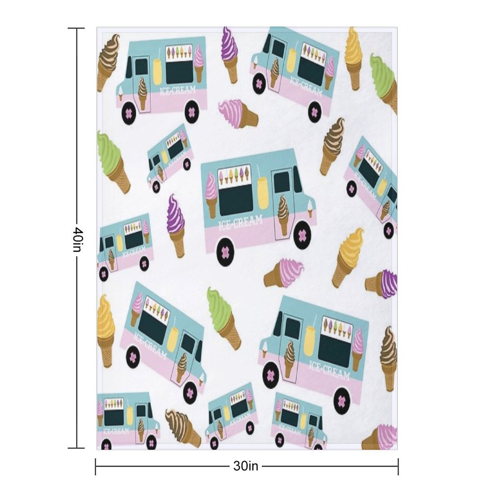 Retro Ice Cream Truck Pattern Sustainable Throw Blanket