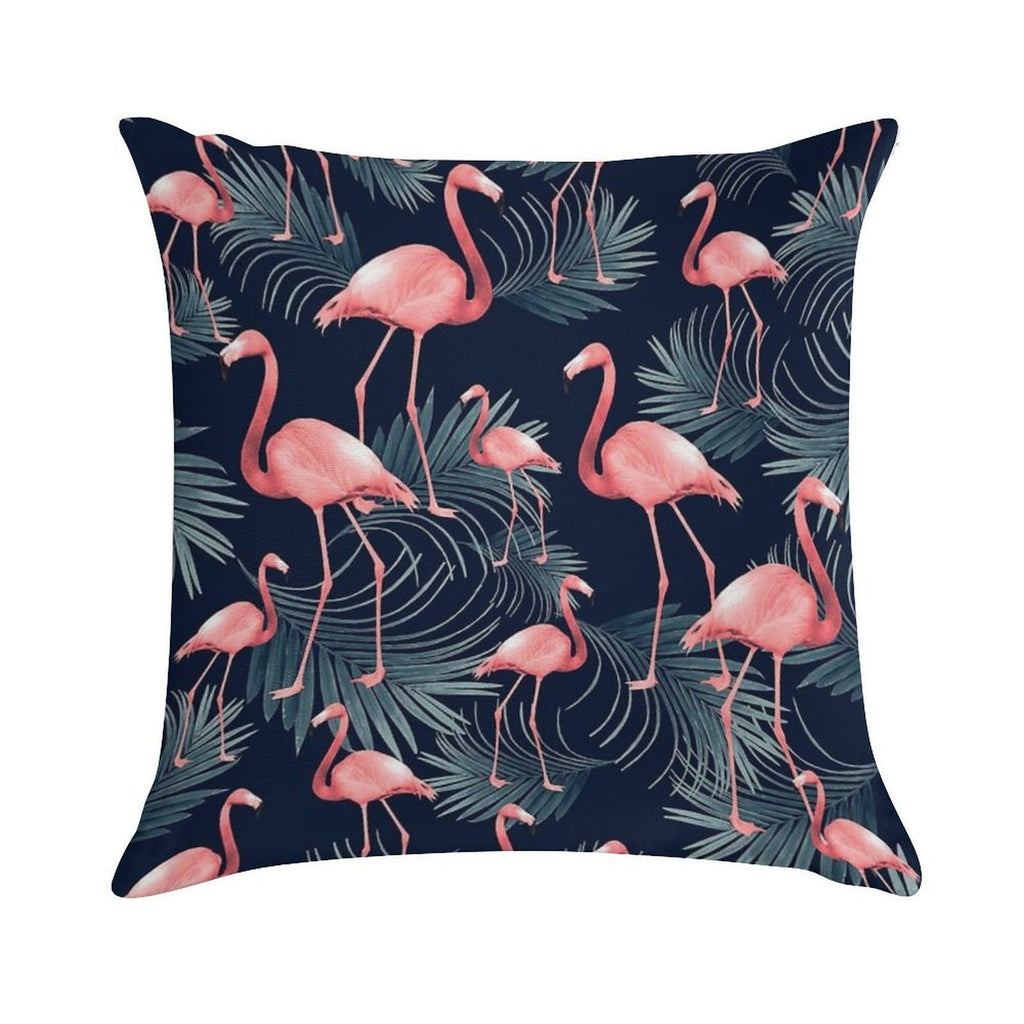 Summer Flamingo Palm Night Vibes #1 #tropical #decor #art Soft Washable Throw Pillow