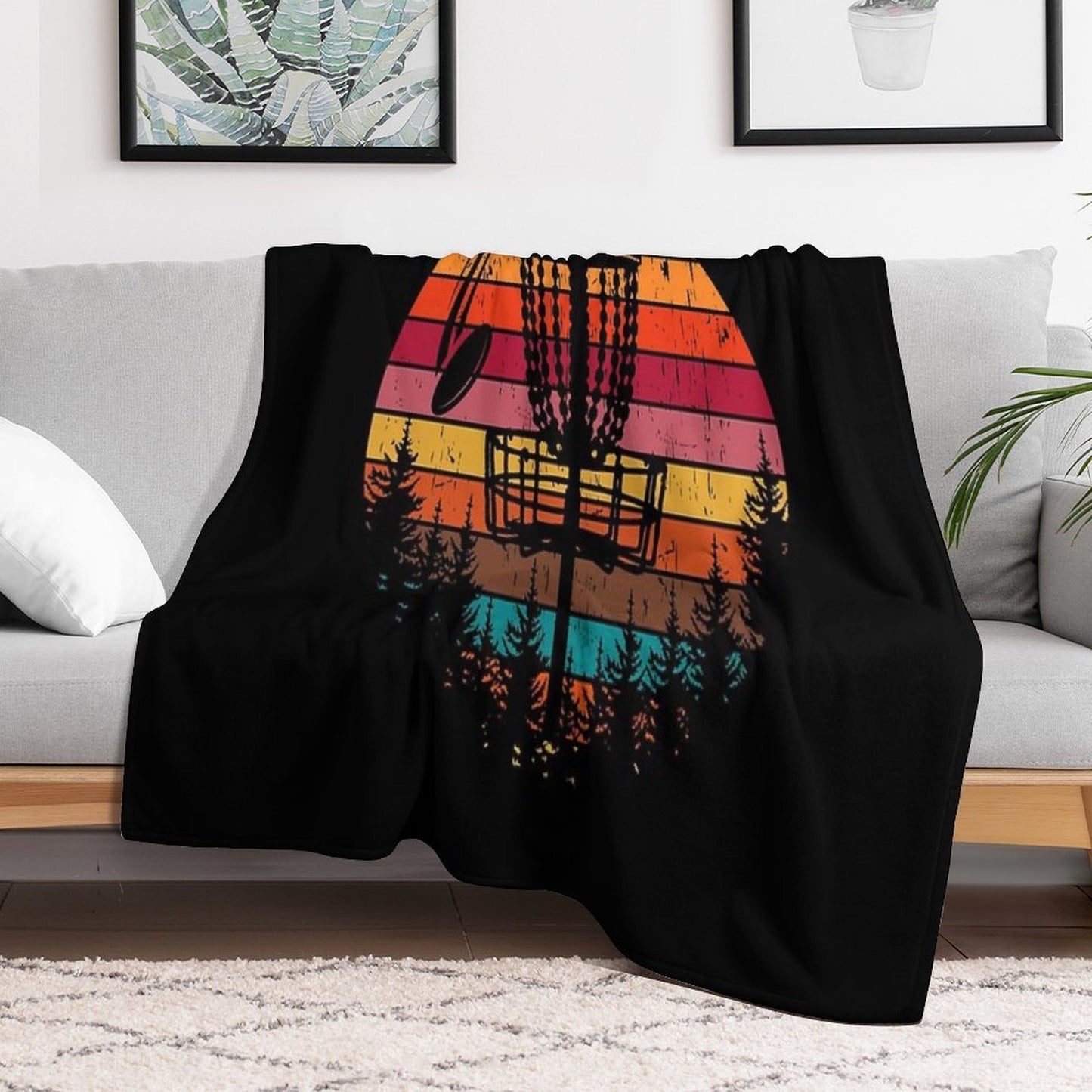 Vintage Disc Golf Frisbee Golf Disc Sport Eco-conscious Throw Blanket