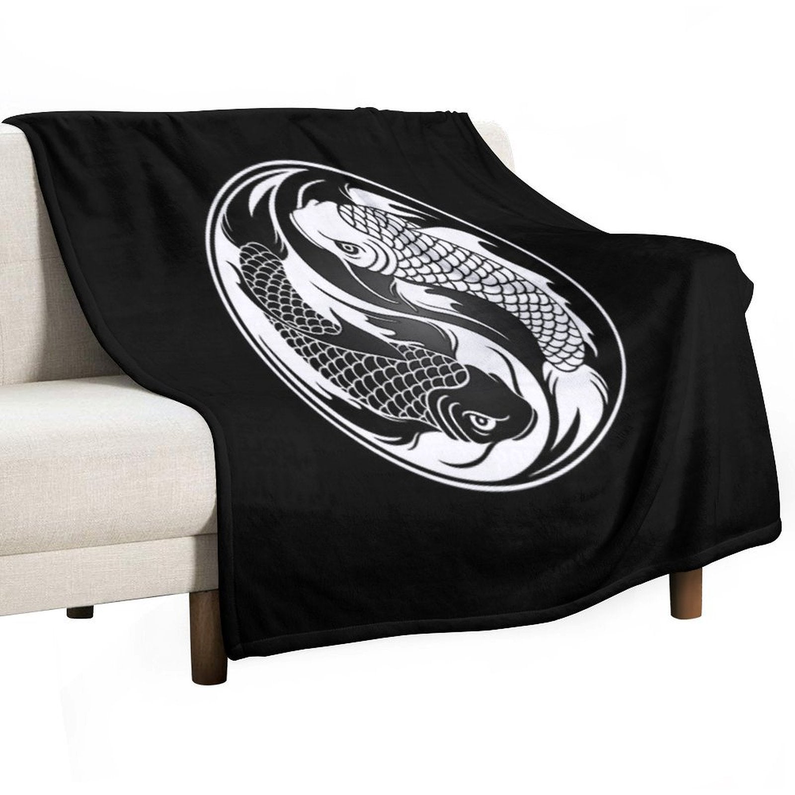 Black And White Yin Yang Koi Fish Eco-conscious Throw Blanket