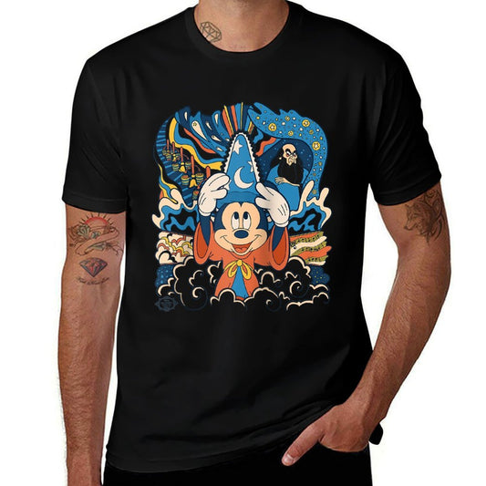 Disney Fantasia Mickey Mouse Sorcerer’s Apprentice Retro Raglan Baseball  Soft T-Shirt