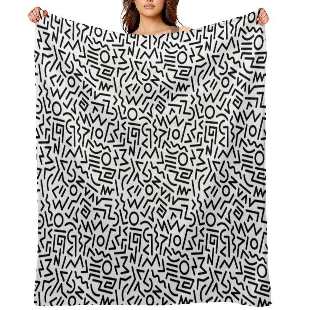 Memphis Pattern Black And White Eco-conscious Throw Blanket