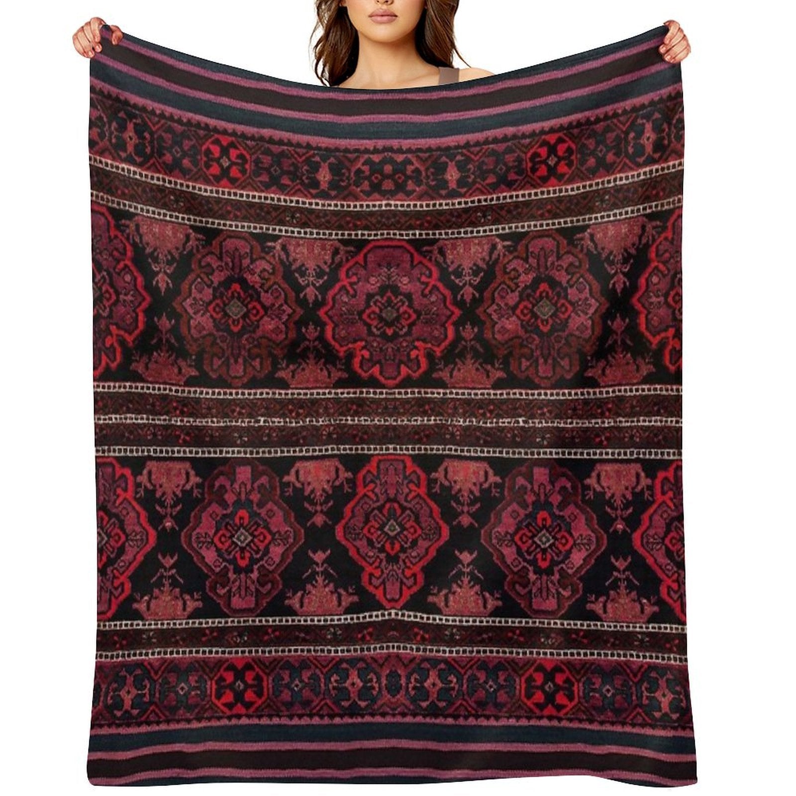 Traditional Moroccan Rug Artwork Comfort Throw Blanket