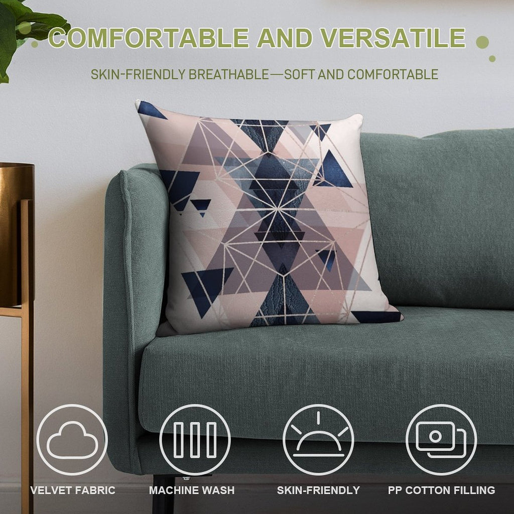 Blush Navy Geometric Soft Multiple Sizes Throw Pillow
