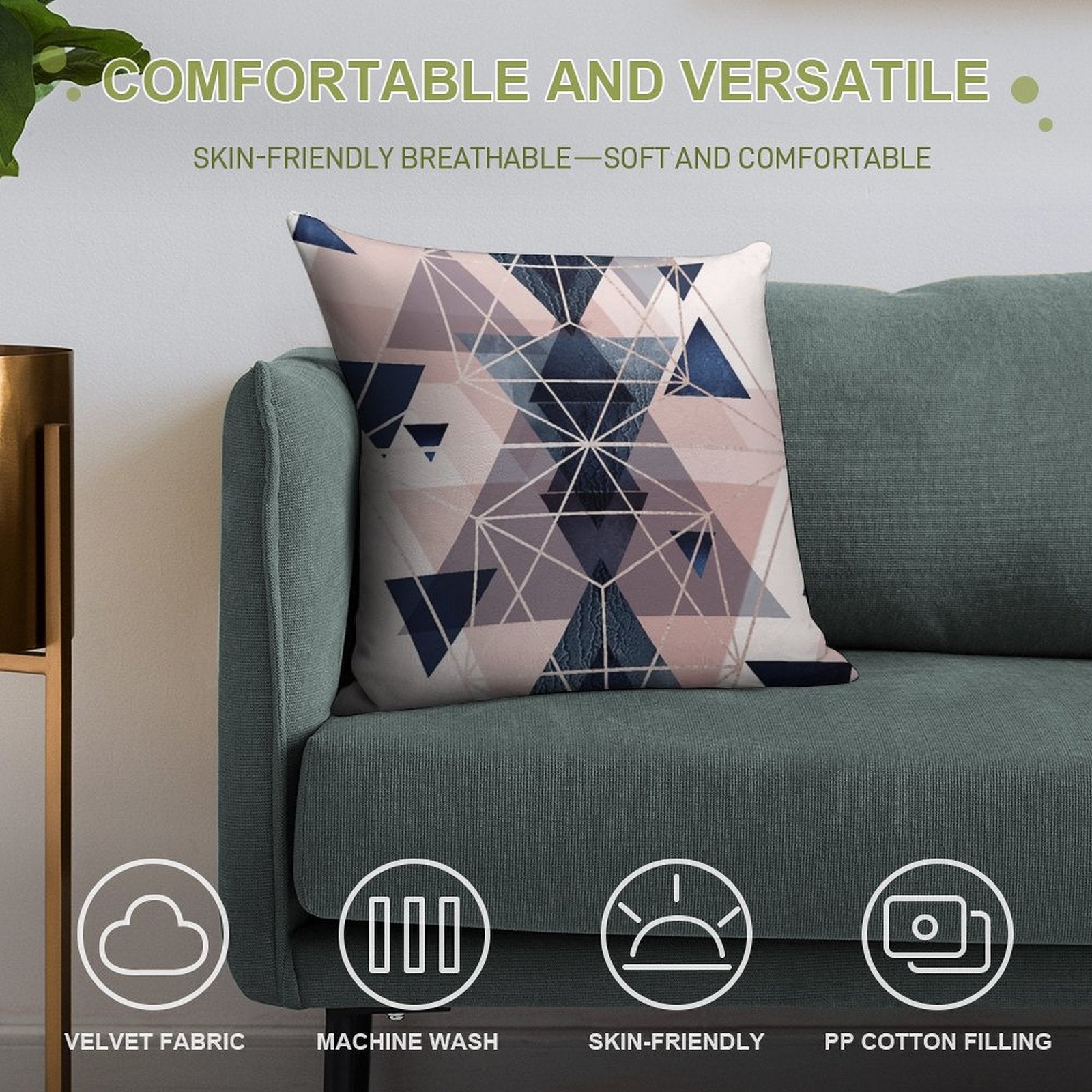 Blush Navy Geometric Soft Multiple Sizes Throw Pillow
