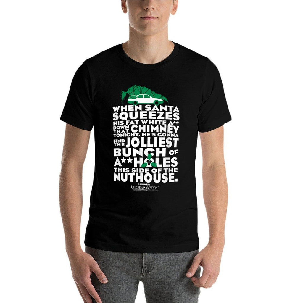 Warner Bros. National Lampoon's Christmas Vacation Unisex Adult Black Cotton Polyester Blend Letter Print  Durable T-Shirt