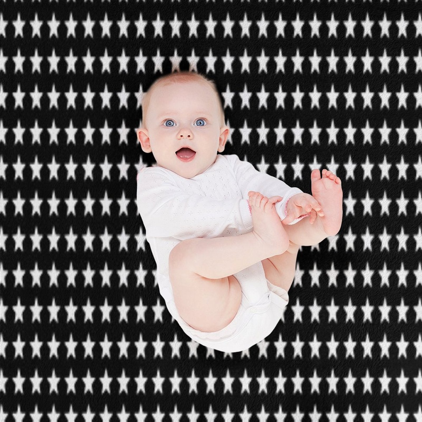 Cute Small Star White On Black Background Anti-pilling Throw Blanket