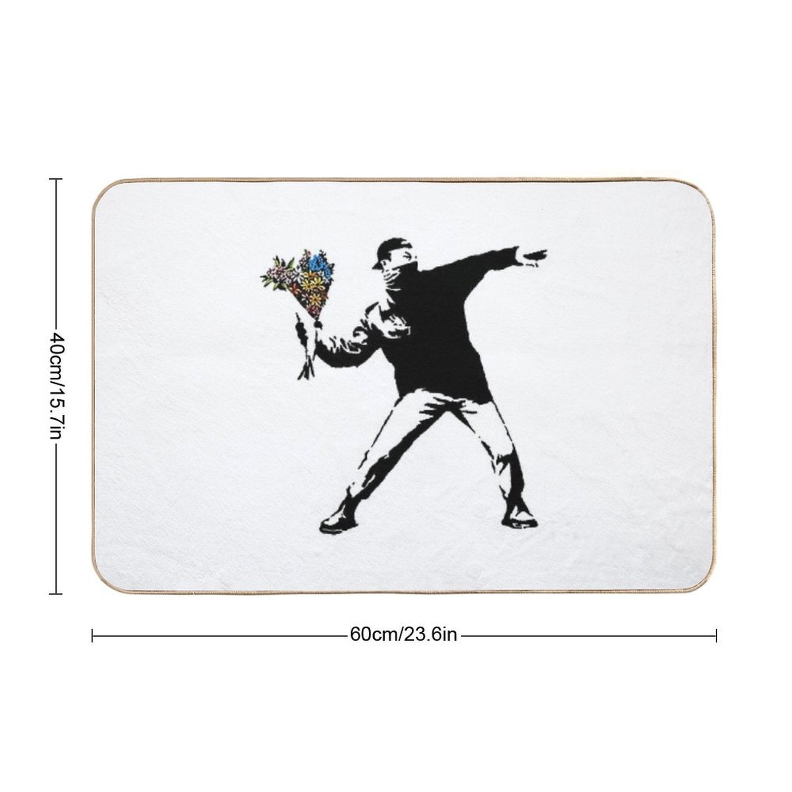 Banksy Rage Flower Thrower  Stain-Proof Bath Mat