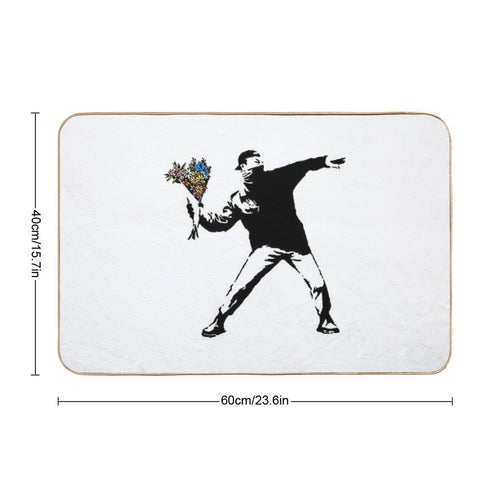 Banksy Rage Flower Thrower  Stain-Proof Bath Mat