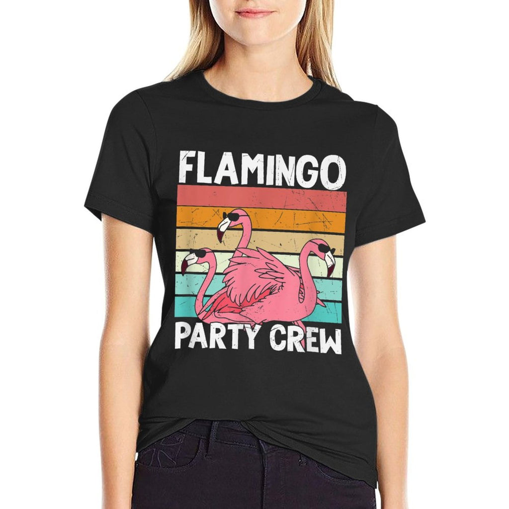 Flamingo Party Crew Funny Pink Flamingo Party  Oversized Silhouette T-Shirt