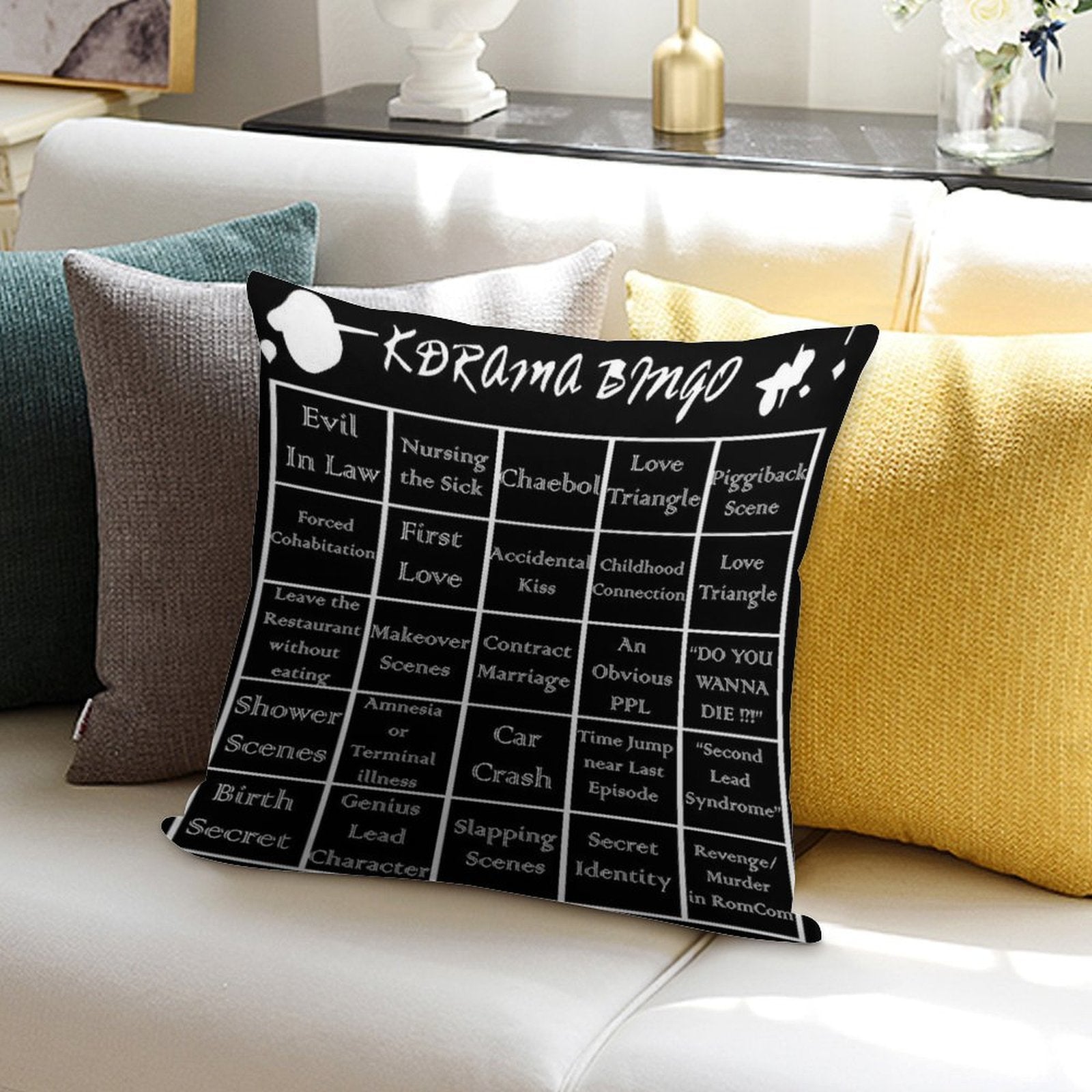 Korean Drama Bingo Soft Home Decor Throw Pillow