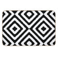 BLACK AND WHITE GEOMETRIC DIAMONDS PATTERN BY OZCUSHIONSTOO  Easy To Clean Bath Mat