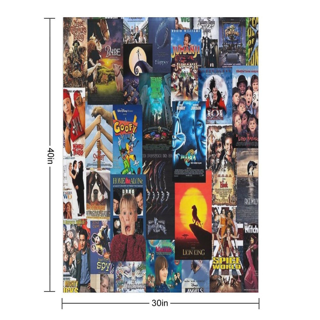 90s Childhood Movie Posters Easy Care Throw Blanket