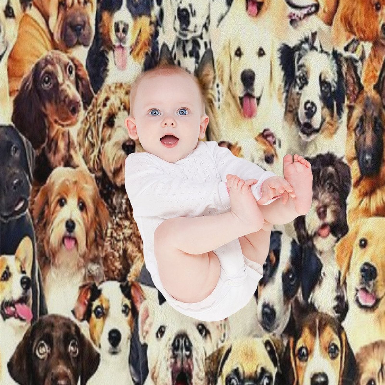 Dog Crowd Wrinkle-free Throw Blanket