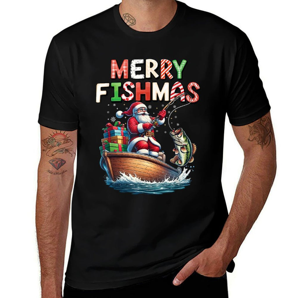 Merry Fishmas Santa Fishing Lovers Funny Fisherman Christmas  Soft T-Shirt
