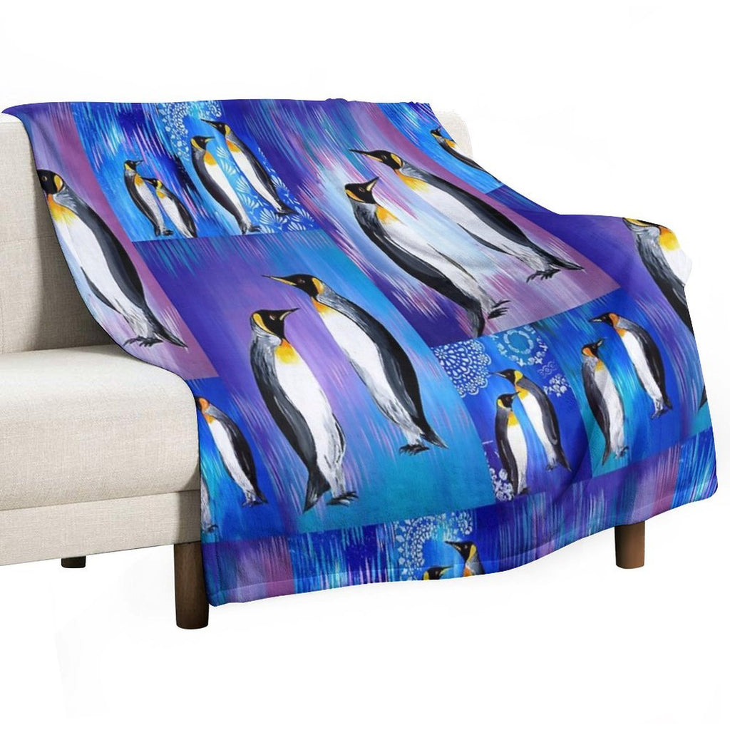 Penguin Collage Sustainable Throw Blanket