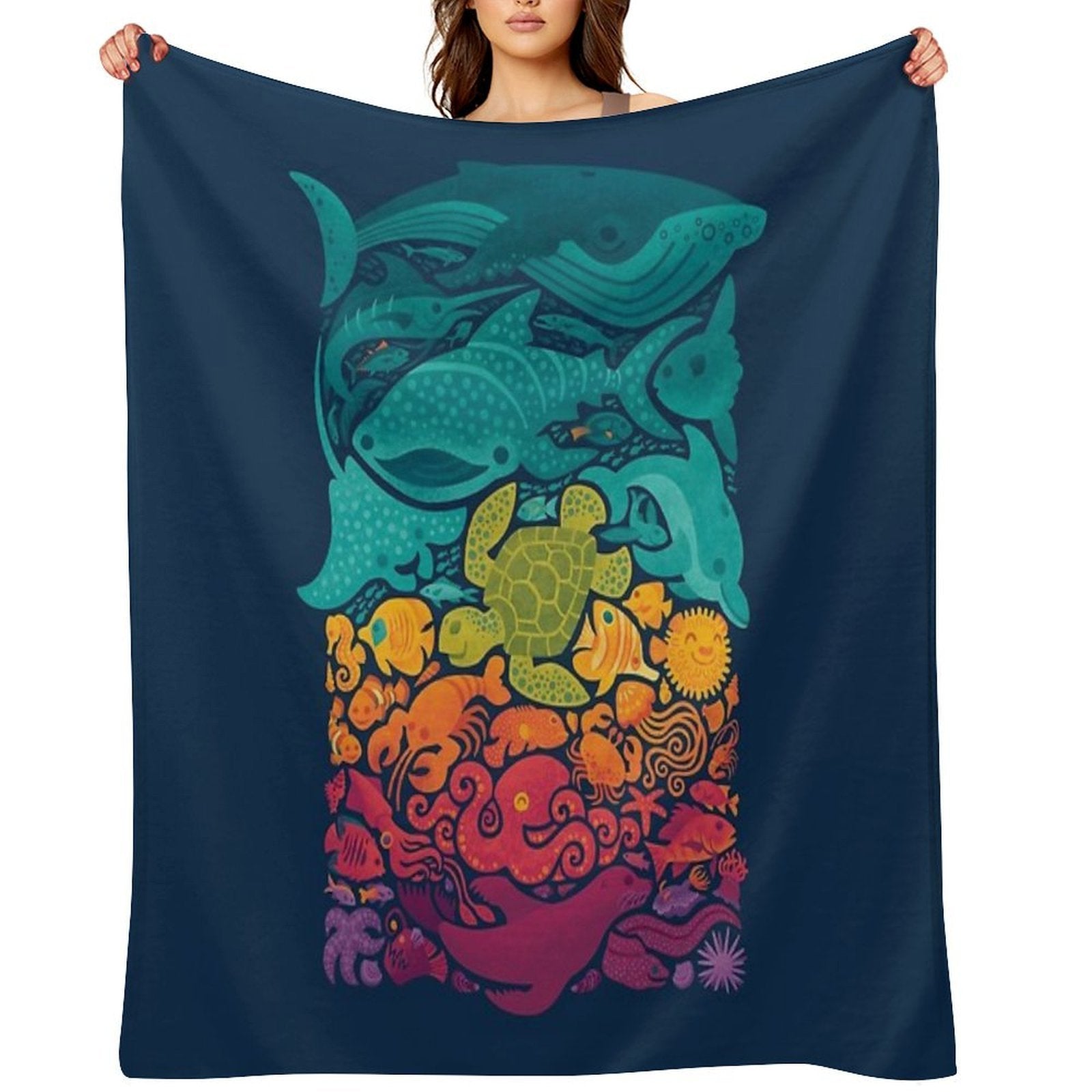Aquatic Spectrum Lightweight Throw Blanket