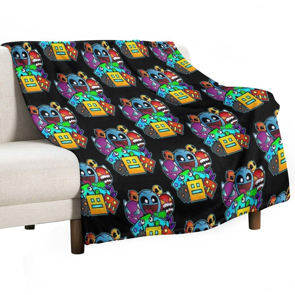 Geometry Dash Old School Gaming Compact Throw Blanket