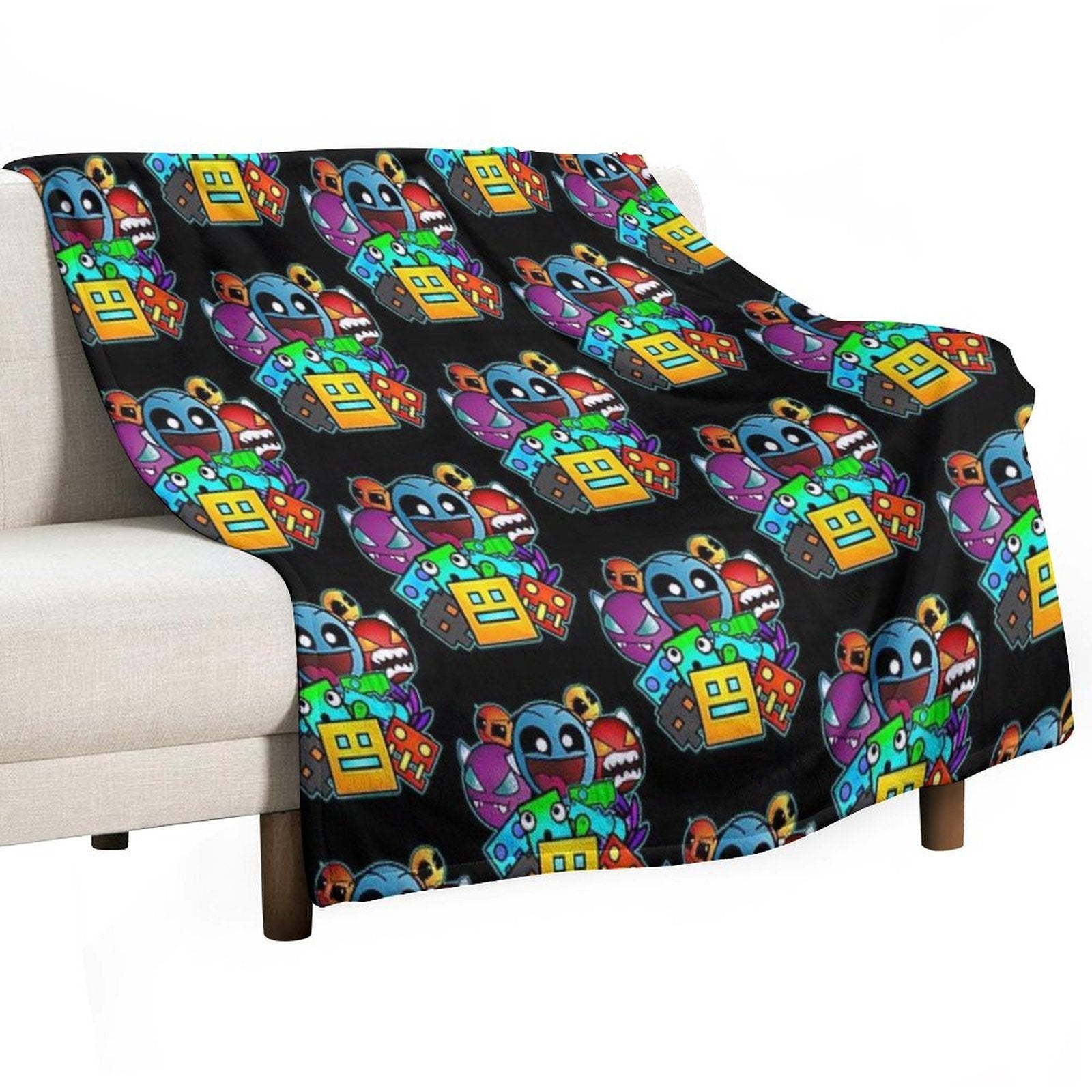 Geometry Dash Old School Gaming Compact Throw Blanket