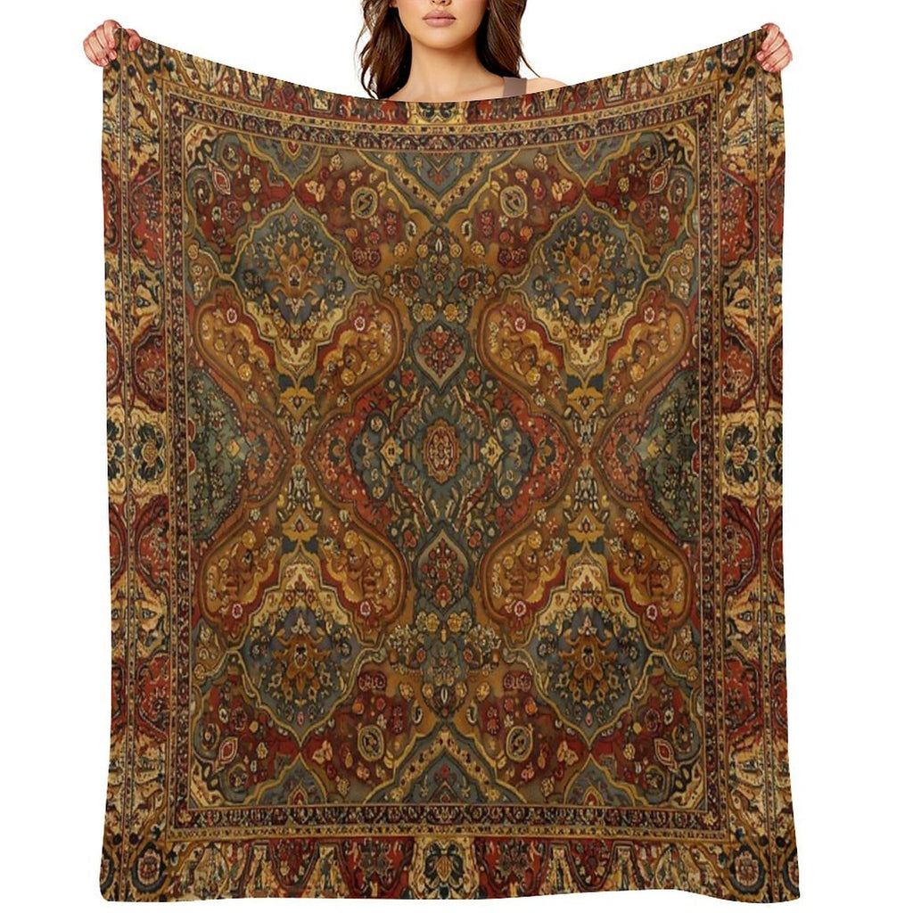 Persian Rug Boho Carpet, Tapestry, Jacquees, Bohemian Velvety-soft Throw Blanket
