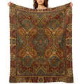 Persian Rug Boho Carpet, Tapestry, Jacquees, Bohemian Velvety-soft Throw Blanket