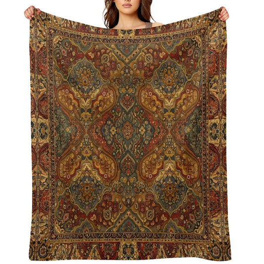 Persian Rug Boho Carpet, Tapestry, Jacquees, Bohemian Velvety-soft Throw Blanket