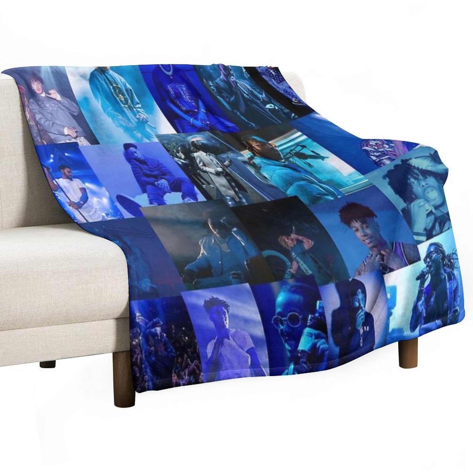 Blue Rap Collage Machine-washable Throw Blanket