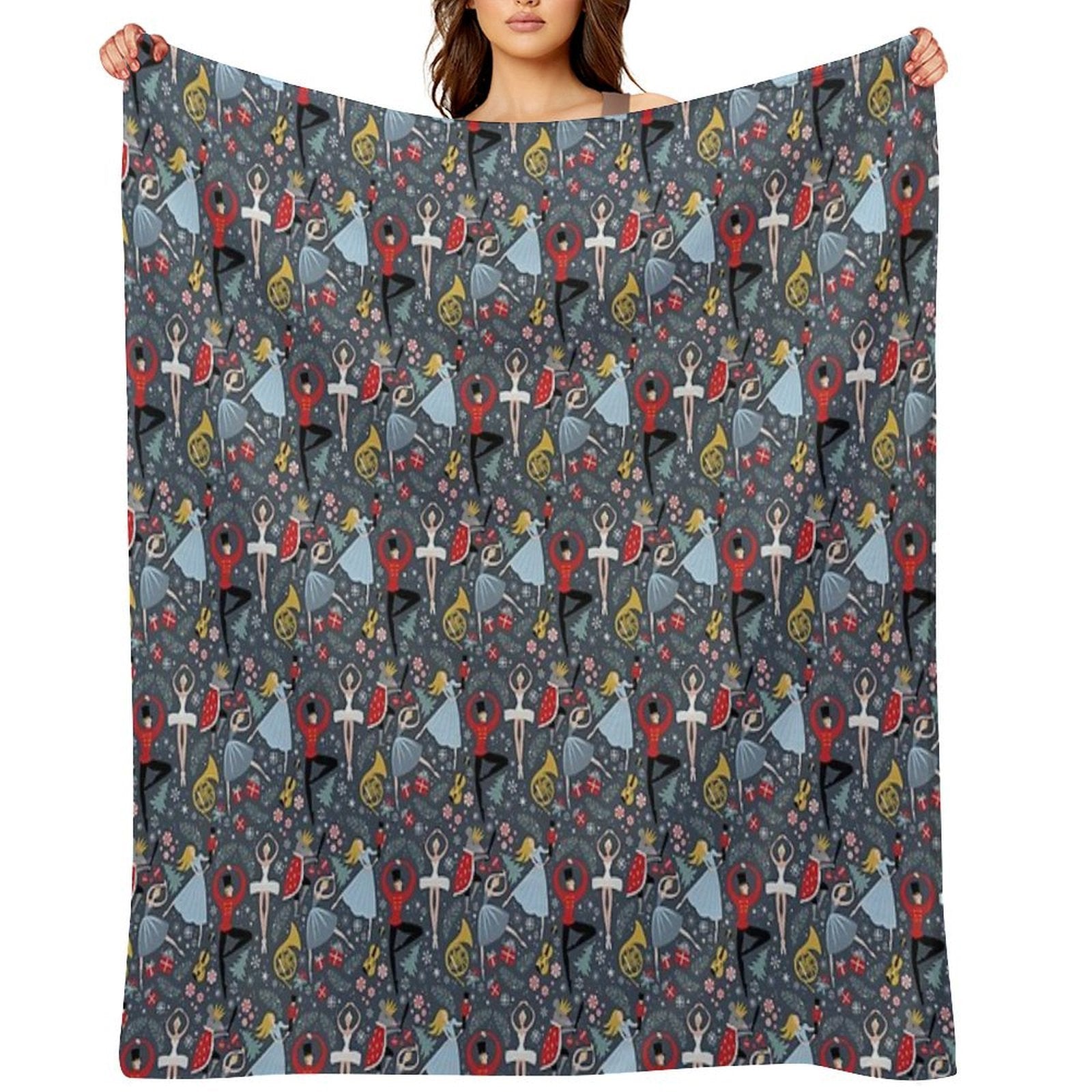 Clara's Nutcracker Ballet Repeat by Robin Pickens Sustainable Throw Blanket