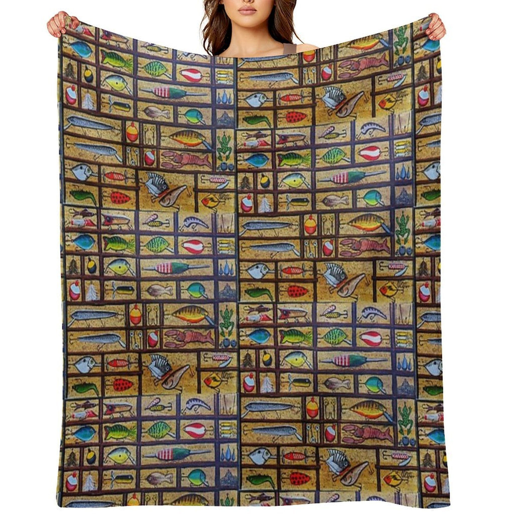 Fishing Lures Collection Sustainable Throw Blanket