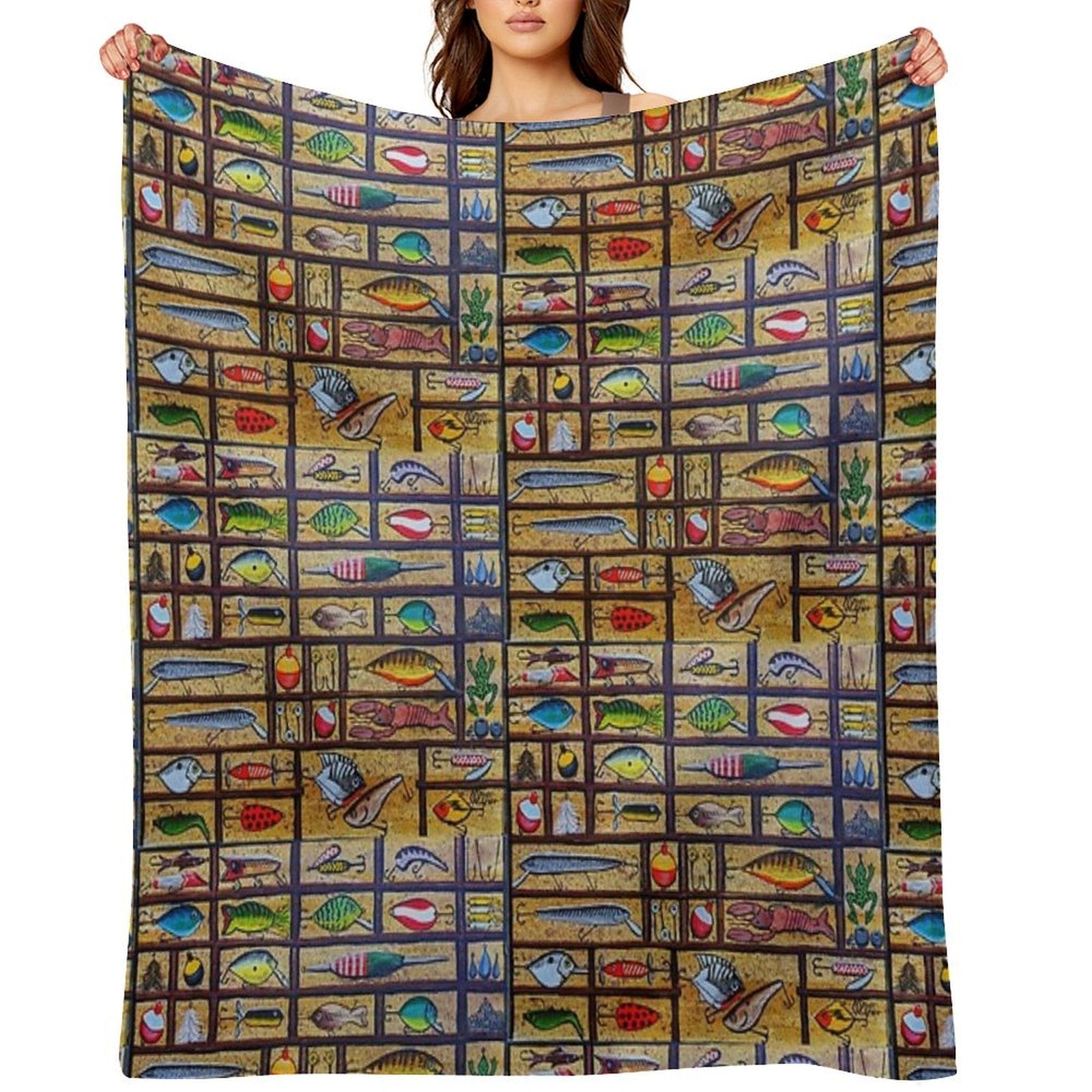 Fishing Lures Collection Sustainable Throw Blanket